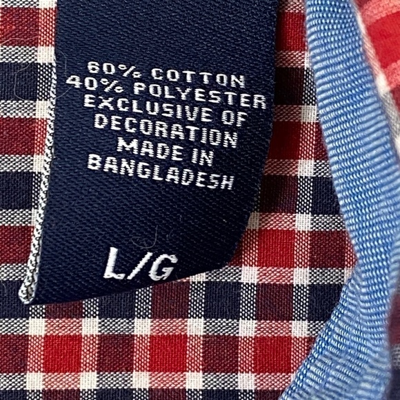 Chaps Button Down Shirt Easy Care Sz Large Red Blue Check - Picture 7 of 8